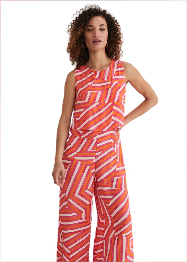  Aubrey Striped Wide Leg Jumpsuit Pink/Orange 221752939