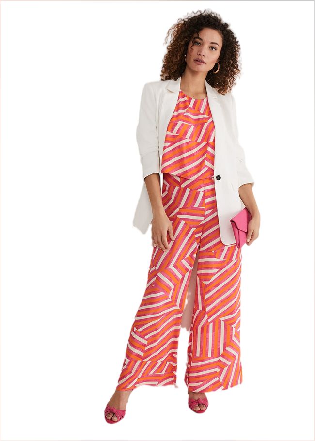  Aubrey Striped Wide Leg Jumpsuit Pink/Orange 221752939