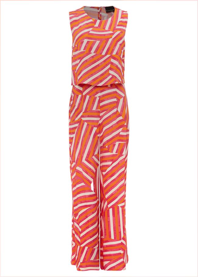  Aubrey Striped Wide Leg Jumpsuit Pink/Orange 221752939