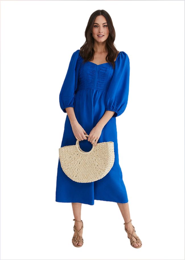  Celila Linen Midi Dress Blue 221753408