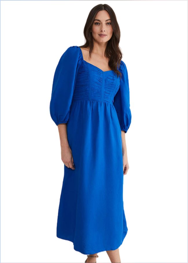  Celila Linen Midi Dress Blue 221753408