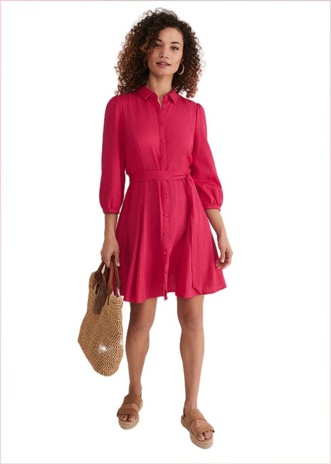  Lucie Linen Shirt Dress Pink 221754300