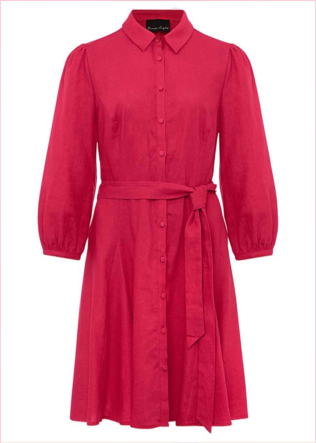  Lucie Linen Shirt Dress Pink 221754300