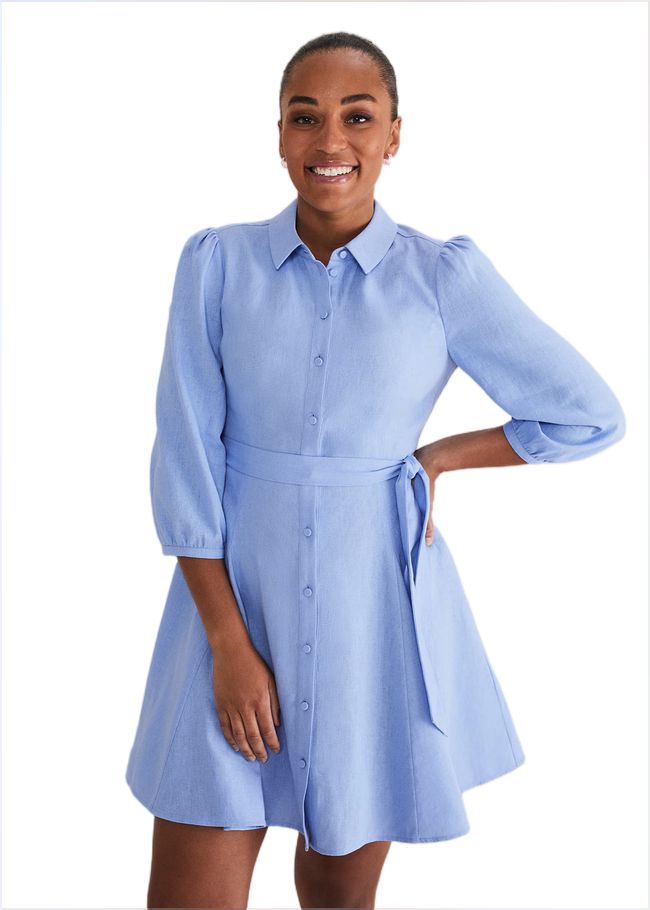  Lucie Linen Shirt Dress Pale Blue 221755409