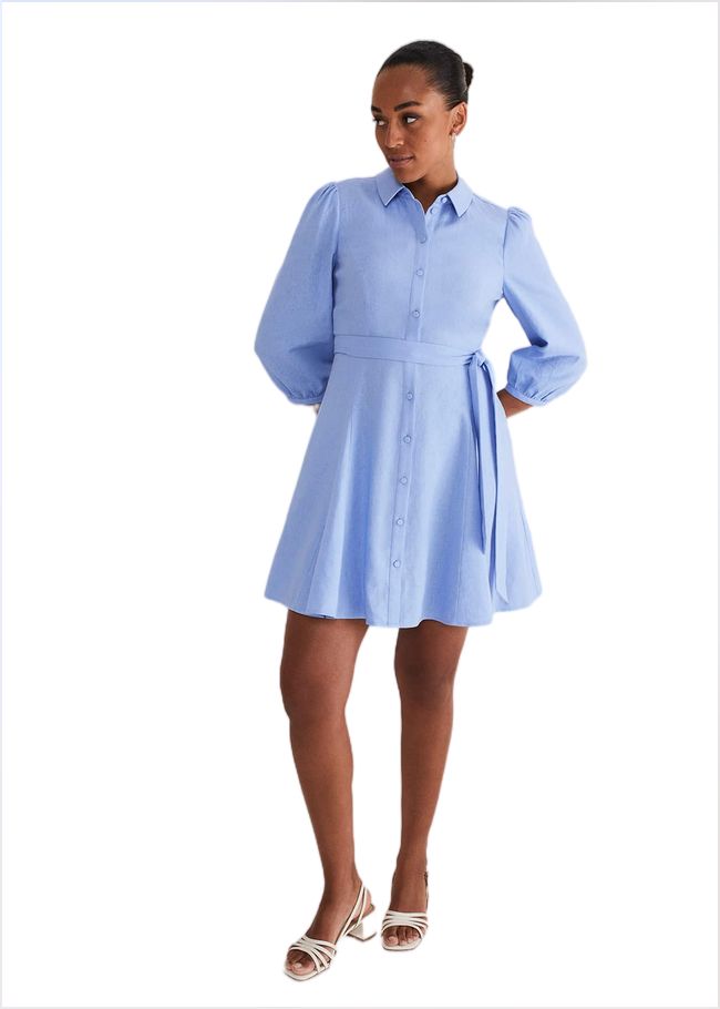  Lucie Linen Shirt Dress Pale Blue 221755409