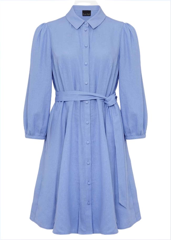  Lucie Linen Shirt Dress Pale Blue 221755409