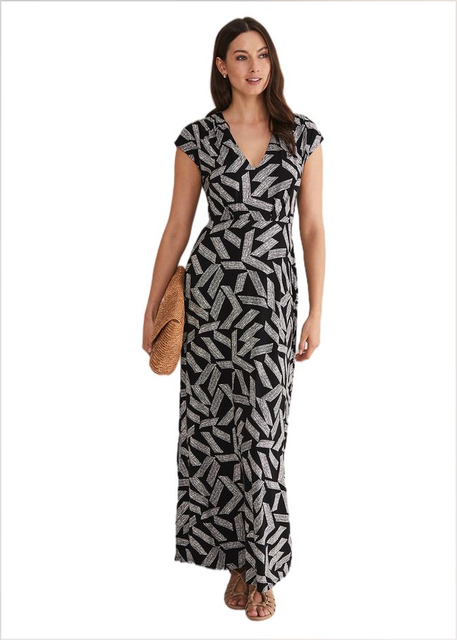  Siobhan Abstract Maxi Dress Black/White 221759725