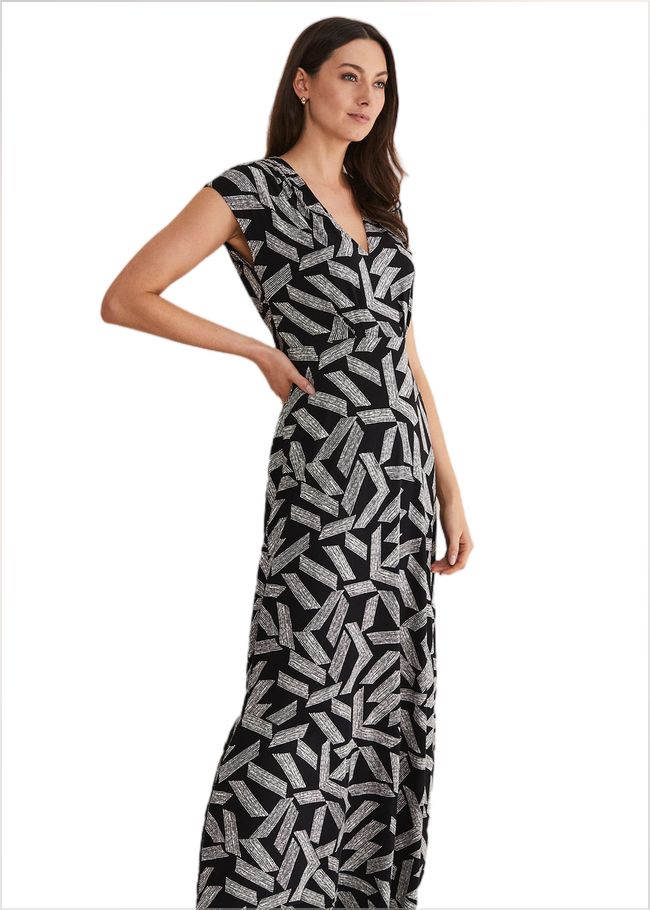  Siobhan Abstract Maxi Dress Black/White 221759725