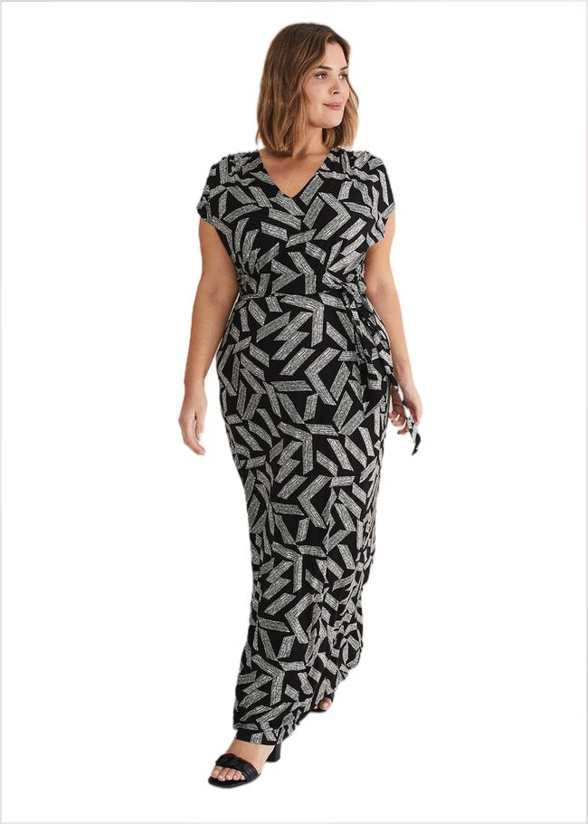  Siobhan Abstract Maxi Dress Black/White 221759725