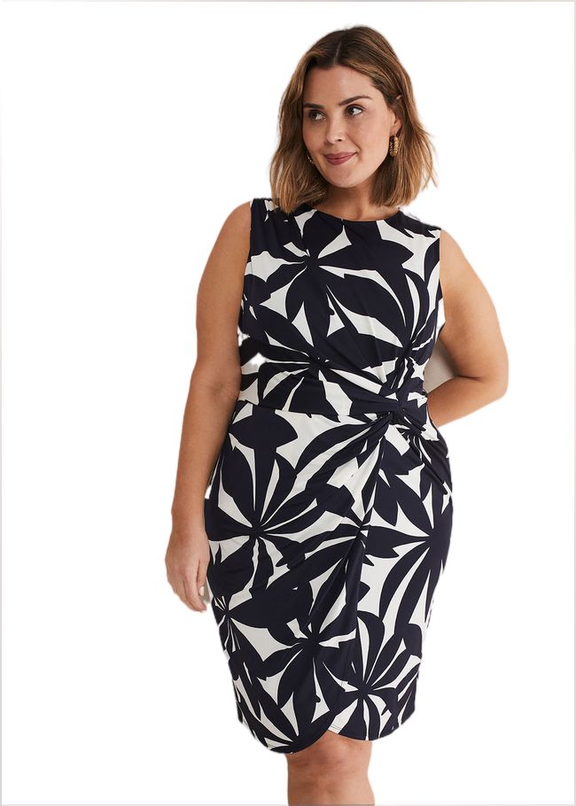  Joanna Bodycon Leaf Dress Navy/Ivory 221762287