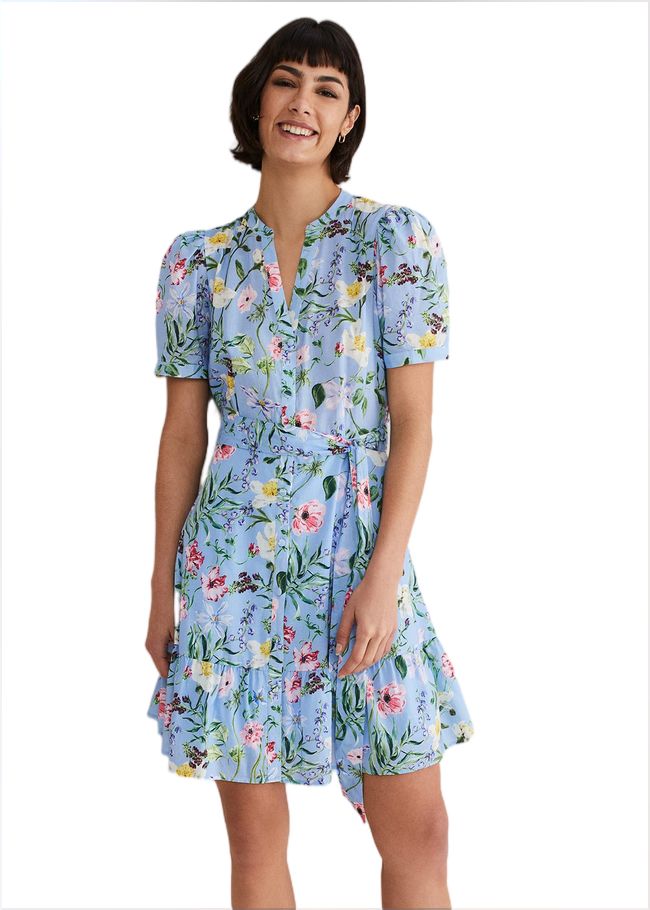  Velma Cotton Floral Mini Dress Blue 221768408