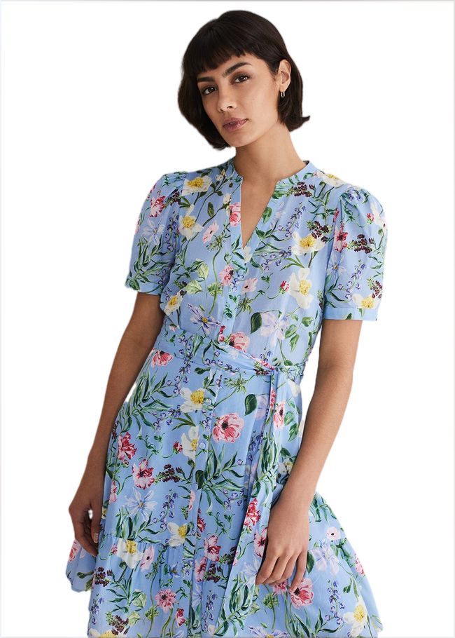  Velma Cotton Floral Mini Dress Blue 221768408