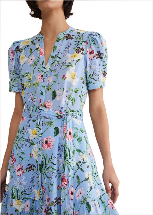  Velma Cotton Floral Mini Dress Blue 221768408