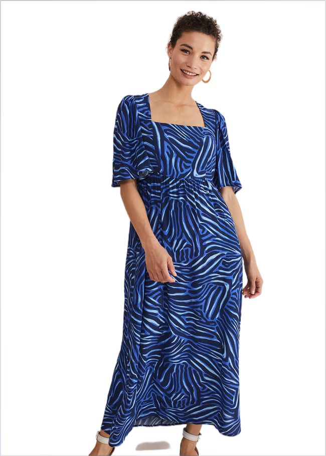  Ayesha Zebra Print Midi Dress Blue 221774408