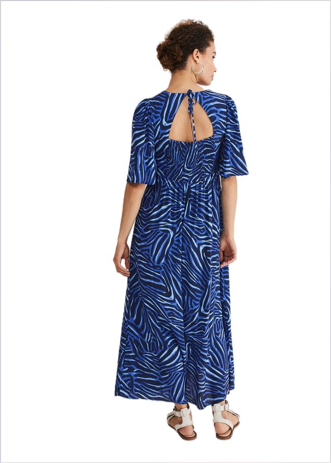  Ayesha Zebra Print Midi Dress Blue 221774408