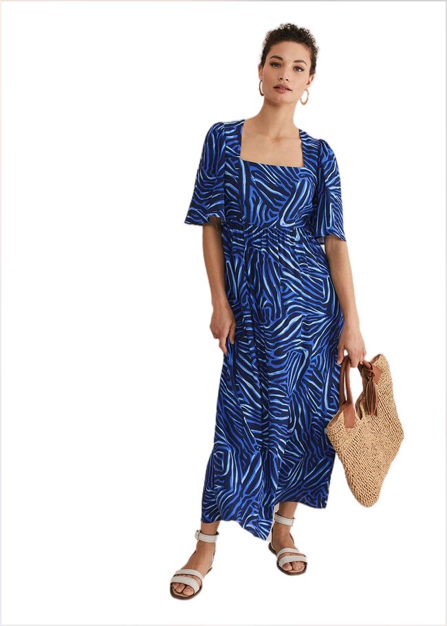  Ayesha Zebra Print Midi Dress Blue 221774408