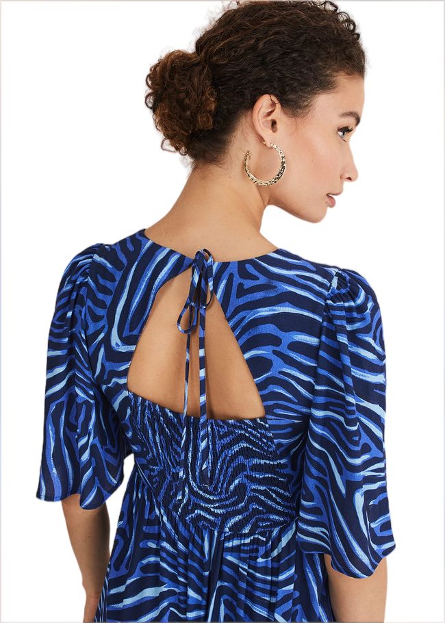  Ayesha Zebra Print Midi Dress Blue 221774408