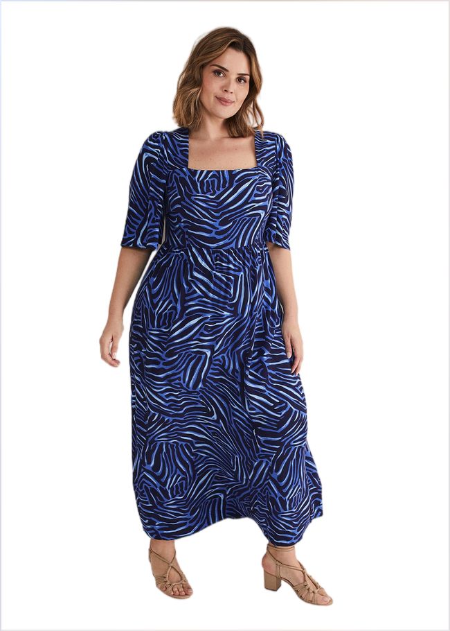  Ayesha Zebra Print Midi Dress Blue 221774408