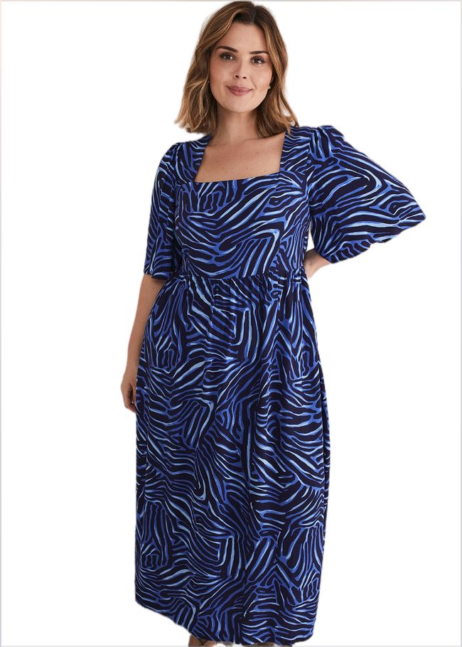  Ayesha Zebra Print Midi Dress Blue 221774408