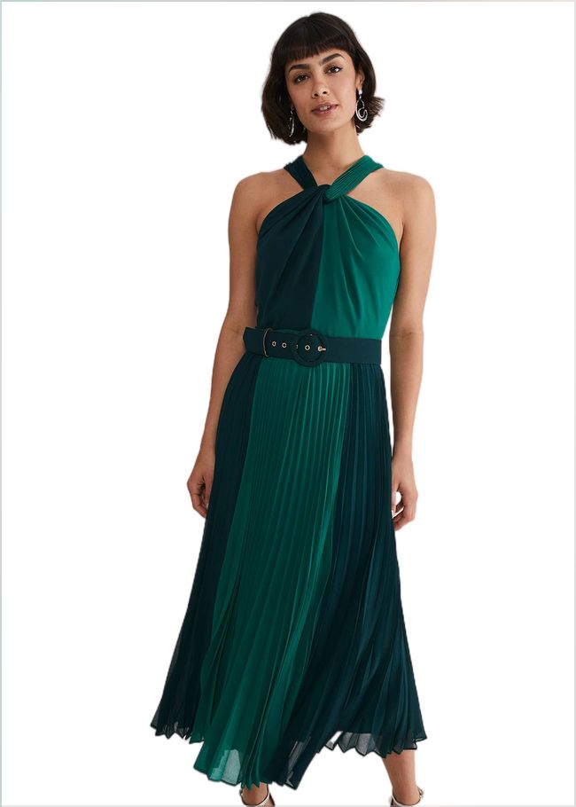  Xenia Pleated Midi Dress Bright Green 221776775