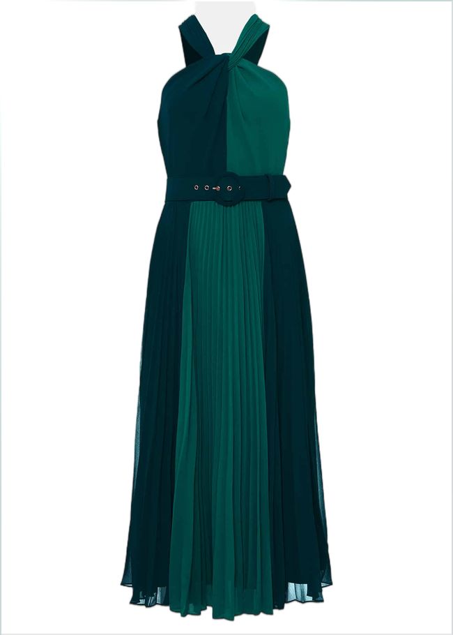  Xenia Pleated Midi Dress Bright Green 221776775