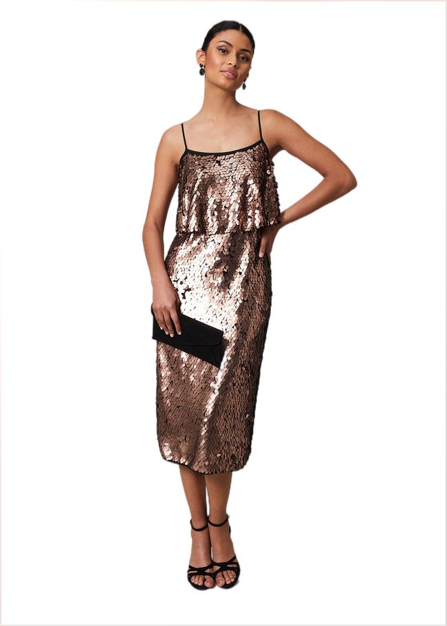  Myka Bronze Sequin Tiered Dress Bronze 221777070