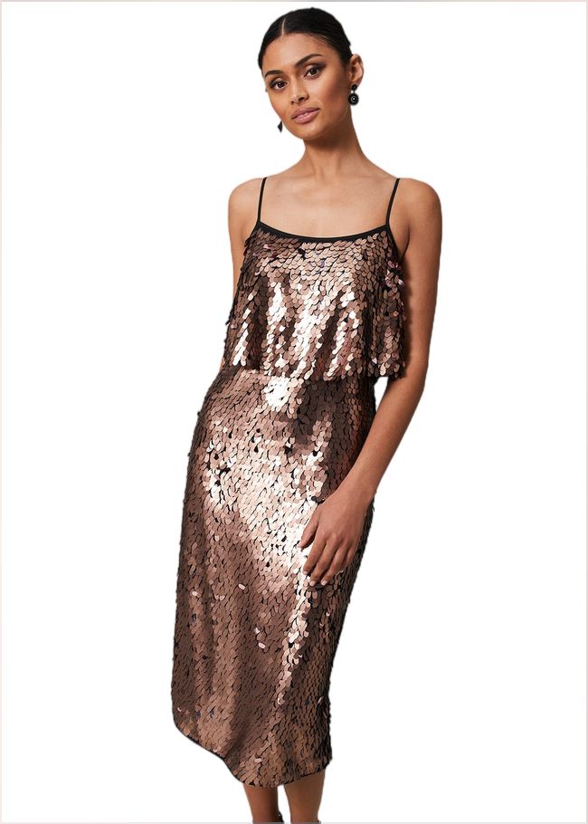  Myka Bronze Sequin Tiered Dress Bronze 221777070