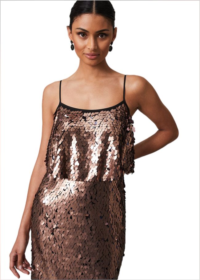  Myka Bronze Sequin Tiered Dress Bronze 221777070