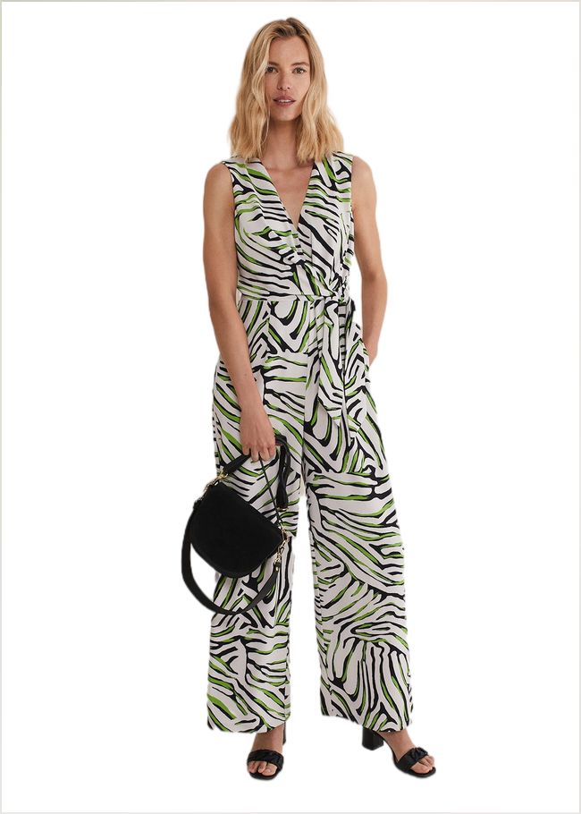  Tamsin Zebra Print Wide Leg Jumpsuit Green/Neutral 221779544