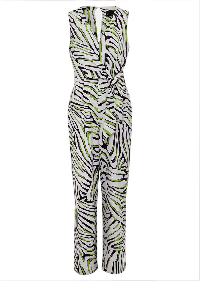  Tamsin Zebra Print Wide Leg Jumpsuit Green/Neutral 221779544