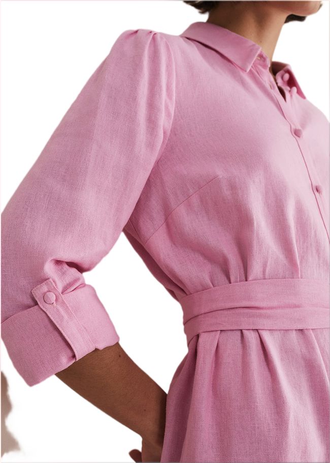  Rosalina Pink Linen Shirt Dress Pink 221783300