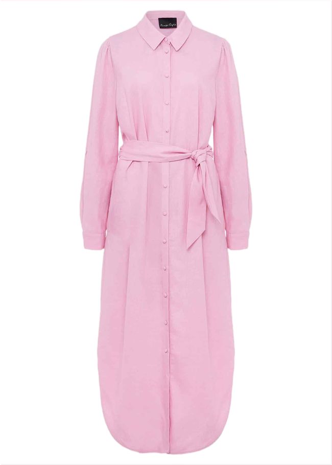  Rosalina Pink Linen Shirt Dress Pink 221783300