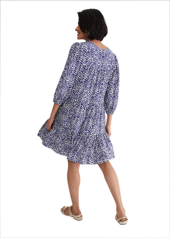  Alicia Ikat Swing Mini Dress Blue/Ivory 221784284