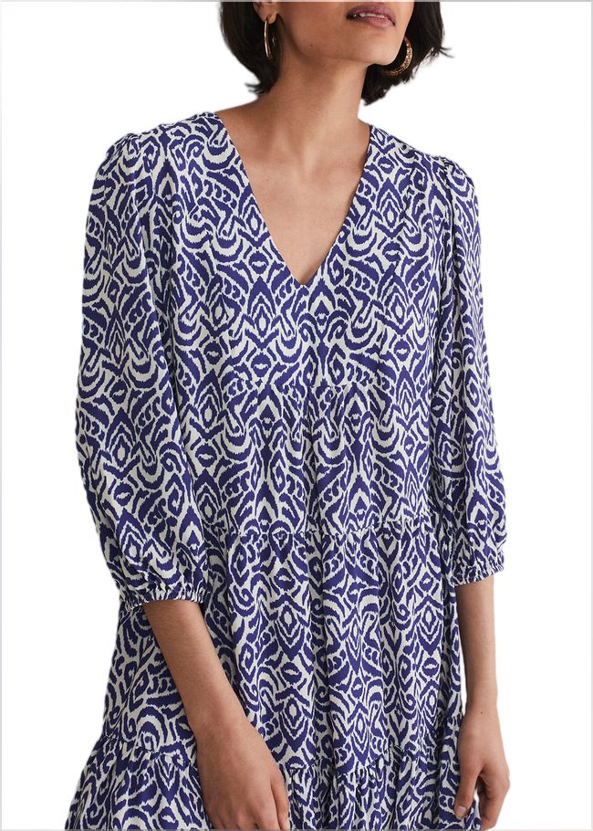  Alicia Ikat Swing Mini Dress Blue/Ivory 221784284