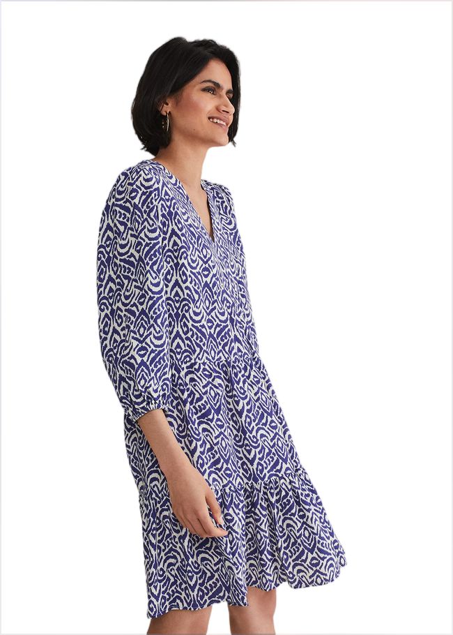  Alicia Ikat Swing Mini Dress Blue/Ivory 221784284