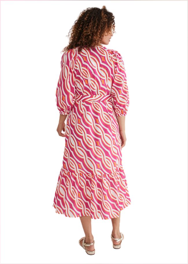  Georgie Cotton Geo Midi Dress Pink 221786300