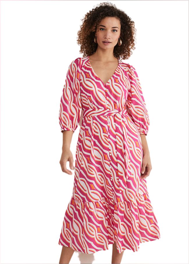  Georgie Cotton Geo Midi Dress Pink 221786300