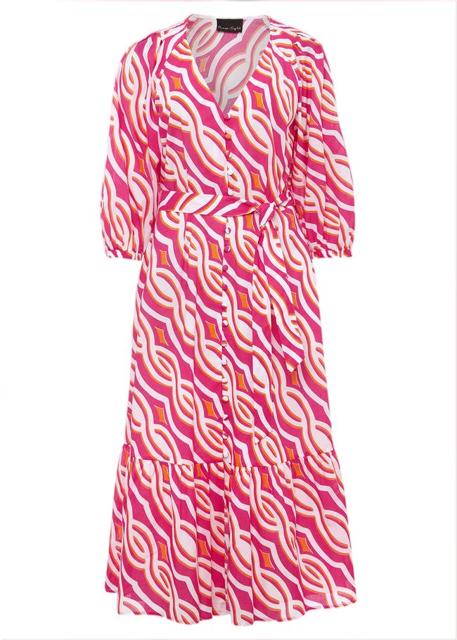  Georgie Cotton Geo Midi Dress Pink 221786300