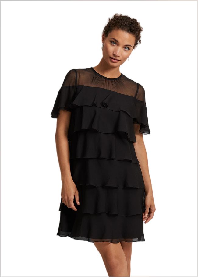  Nika Black Tiered Shift Dress Black 221794050