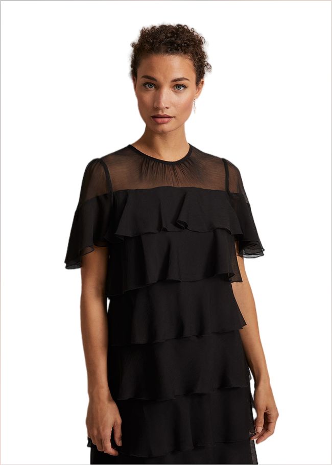  Nika Black Tiered Shift Dress Black 221794050