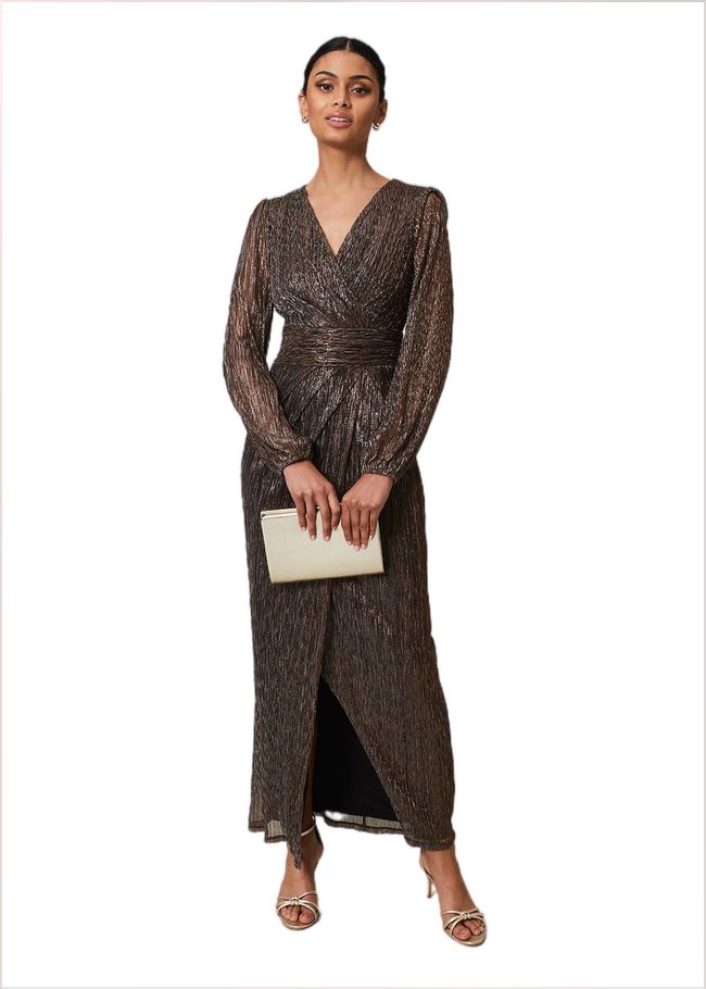  Brielle Shimmer Maxi Dress Bronze 221802070