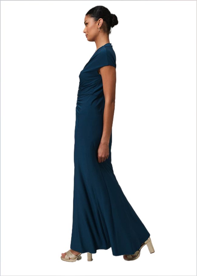  Daisy Ruched Maxi Dress Teal 221803402