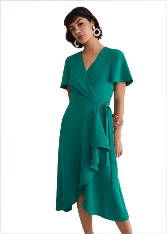  Julissa Ruffle Wrap Midi Dress Bright Green 221804775