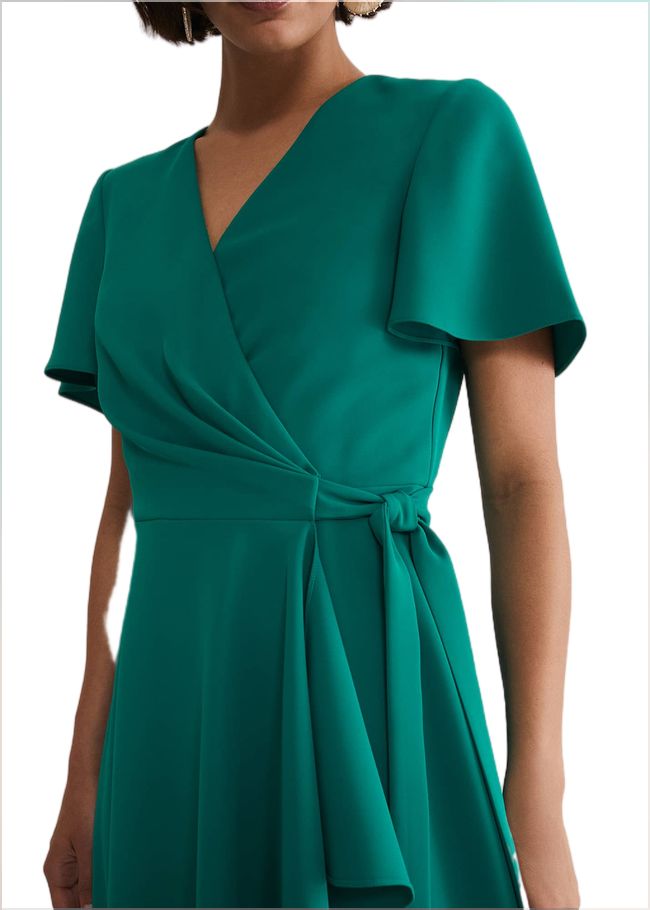  Julissa Ruffle Wrap Midi Dress Bright Green 221804775