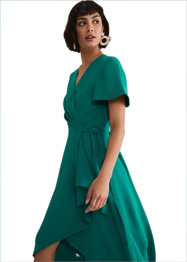  Julissa Ruffle Wrap Midi Dress Bright Green 221804775