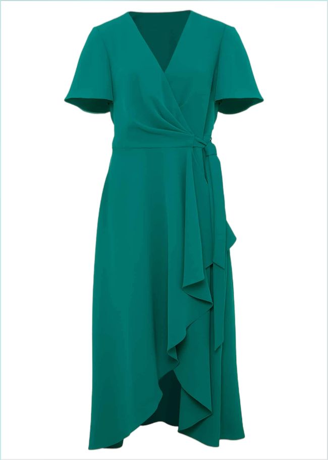  Julissa Ruffle Wrap Midi Dress Bright Green 221804775