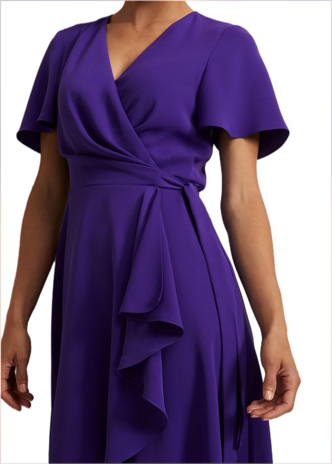  Julissa Ruffle Wrap Midi Dress Purple 221805600