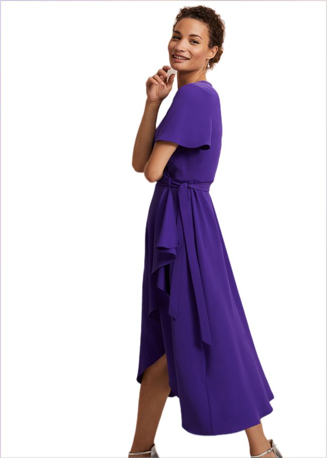  Julissa Ruffle Wrap Midi Dress Purple 221805600