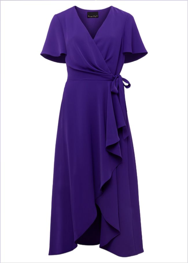  Julissa Ruffle Wrap Midi Dress Purple 221805600