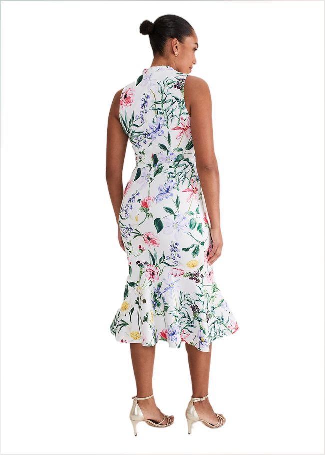  Tina Floral Fit And Flare Midi Dress Multi-Coloured 221806000